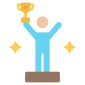 Icon of Student holding a trophy as a winner